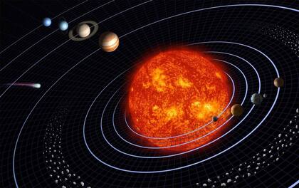 Representación artística del Sistema Solar