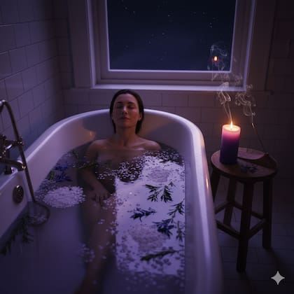 Representación de baño de descarga y purificación