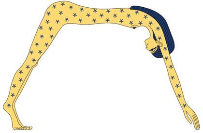 Representación de la diosa egipcia Nut como una mujer desnuda con estrellas en su cuerpo que forma un arco, tal como se la representa en la Tumba de Ramsés (Foto: Gentileza Archaeology News)