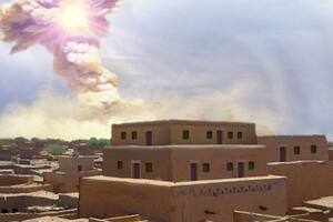 Representación de la explosión basada en pruebas del artista, que tenía el poder de 1000 bombas de Hiroshima