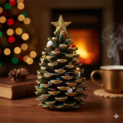 Representación del árbol de Navidad con piñas