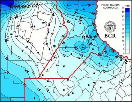 Reserva de agua acumulada en la región agricola núcleo