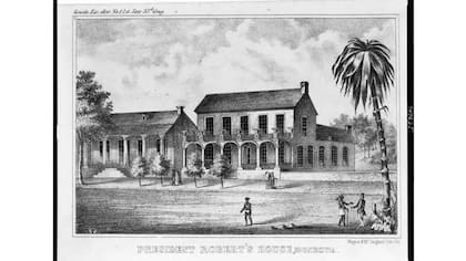 Residencia del presidente Joseph Jenkins Roberts en la capital, Monrovia: estadounidenses que llegaron a Liberia buscaron construir una vida con más libertad, derechos políticos y oportunidades.