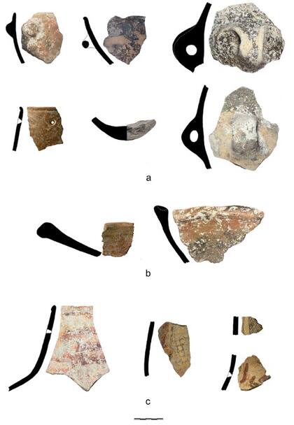 Restos de cerámica hallados en las excavaciones