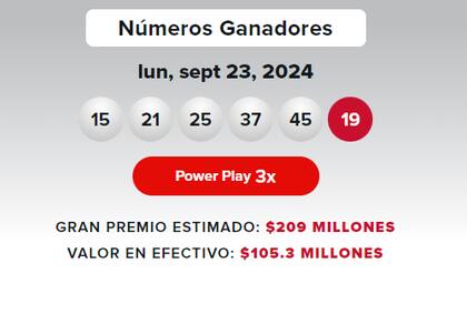 Resultado del Powerball de este lunes 23 de septiembre.