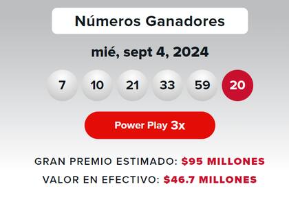 Resultado del powerball del 4 de septiembre.