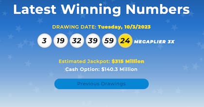 Resultados de la lotería Mega Millions del 3 de octubre