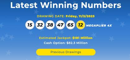 Resultados de la lotería Mega Millions del 3 de noviembre