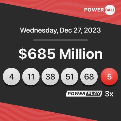 Resultados de la lotería Powerball del 25 de diciembre.