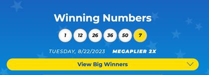 Resultados de Mega Millions del 22 de agosto