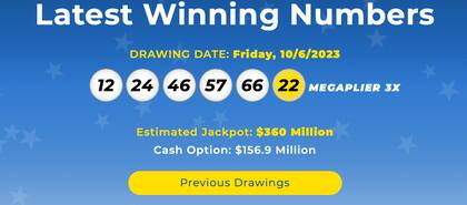 Resultados de Mega Millions del 6 de octubre