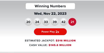 Resultados de Powerball del 22 de noviembre