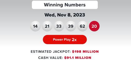 Resultados de Powerball del miércoles 8 de noviembre en Estados Unidos