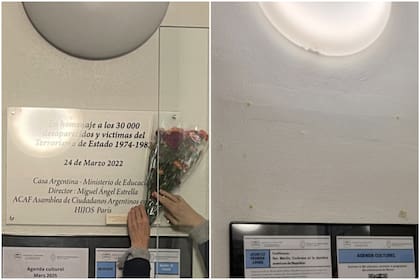 Retiraron una placa en homenaje a las víctimas por el terrorismo de estado en la Casa Argentina de la Ciudad Universitaria de París; la decisión la tomó el director, Santiago Muzio, designado por Javier Milei