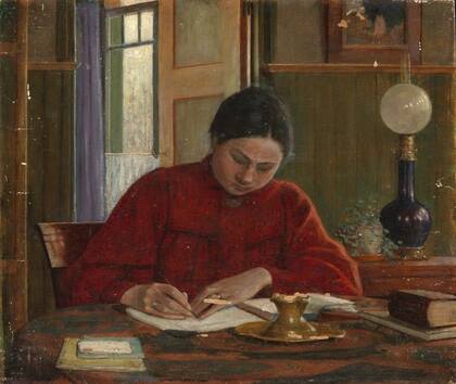 Retrato de Jo van Gogh-Bonger escribiendo, de Johan Henri Gustaaf Cohen Gosschalk (1873 - 1912), 1910