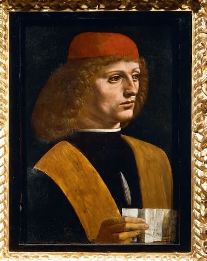 "Retrato de un músico" (1486-87) es el único de un hombre entre los retratos que tenemos de Da Vinci. Y no todo fue pintado por él, según expertos: no hay duda de su genio pictórico incomparablemente sutil en el rostro, pero tampoco de la ordinariedad de otras partes de la pintura, que quizá fue terminada por un ayudante