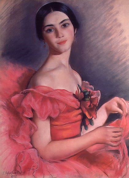 Retrato de Yekaterina Heidenreich ien Rojo, Zinaida Serebryakova (1923)