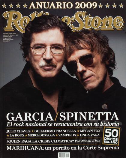 Reunión cumbre de Charly y Spinetta para la tapa de Rolling Stone, en 2009.