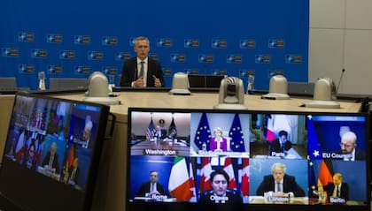 Reunión de la OTAN, Estados Unidos y la UE para abordar el asunto de Ucrania (Foto: OTAN / ERIK LUNTANG)