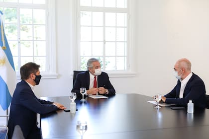 Reunión entre el Presidente Alberto Fernández, el Gobernador por Buenos Aires Axel Kicillof y el Jefe de Gobierno de la Ciudad de Buenos Aires Horacio Rodriguez Larreta.