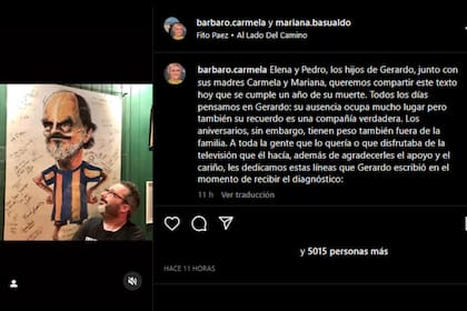 Revelaron las palabras de Gerardo Rozín al enterarse de su diagnóstico (Captura Instagram @barbaro.carmela/ @mariana.basualdo)