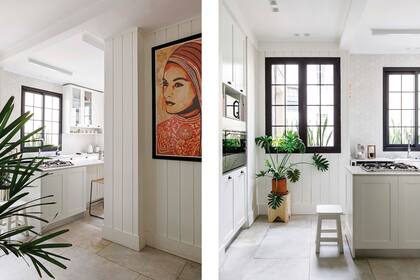 Revestimiento en MDF ranurado hecho a medida. Lámina enmarcada con un diseño de Shepard Fairey.