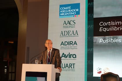 Ricardo Arriazu en la segunda Cumbre Aseguradora Argentina, que se realizó en la Bolsa de Comercio.