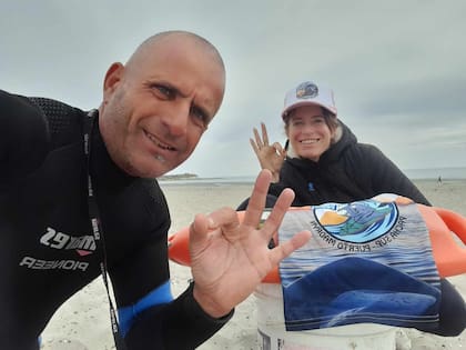 Ricardo Carral y Lorena Pritchard, todos los días en las playas de Madryn.