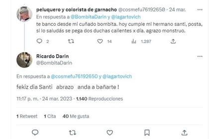 Ricardo Darín se toma su tiempo, a veces, para responder a los saludos de usuarios de Twitter