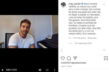 Ricky Martín le dejó un emotivo mensaje a Pablo Alborán en su posteo