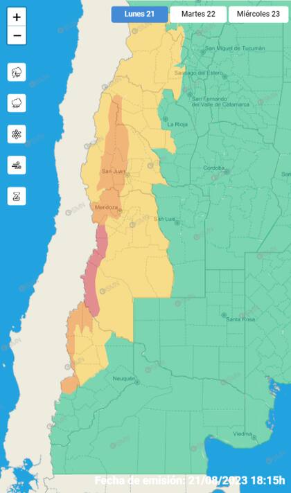 Rige alerta roja por nevadas en la provincia de Mendoza, en la zona cordillerana
