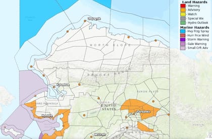 Rige una advertencia por clima invernal y nieve en áreas de Alaska