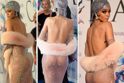 Rihanna recibió el premio al ícono fashion del año con un vestido bordado con 210000 cristales Swarovski del diseñador Adam Selman