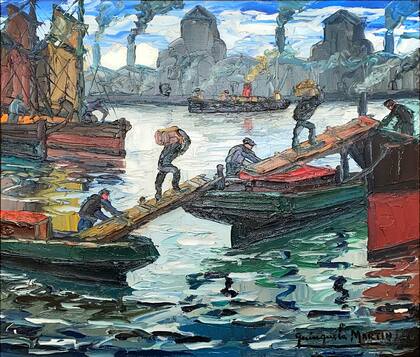 Rincón boquense (1956) de Benito Quinquela Martín, que murió el 28 de enero de 1977