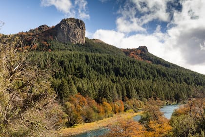 Río Meliquina en otoño desde la ruta 63.