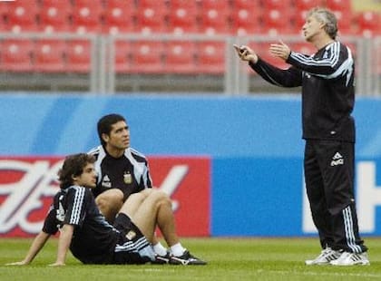 Riquelme, Aimar y Pekerman, durante el Mundial 2006