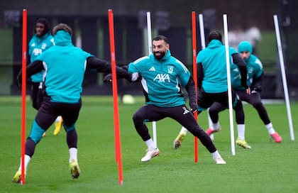 Risas de Mohamed Salah en la última práctica de Liverpool