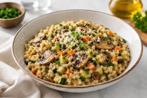 Risotto de cebada perlada con hongos