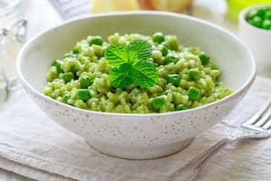 Risotto de espinaca y arvejas