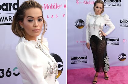 Rita Ora, en blanco y negro, y combinando texturas