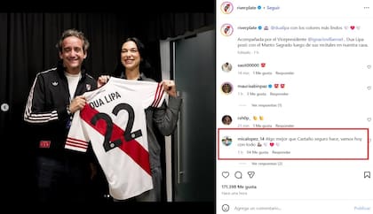 River le regaló una camiseta a Dua Lipa y los usuarios reaccionaron