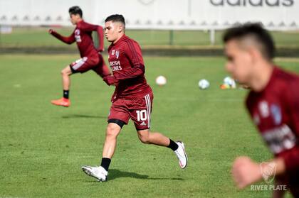 Una de sus últimas postales en River: se reincorporó a los entrenamientos tras la cuarentena pero no se sumó a la burbuja