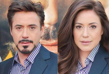Robert Downey Jr transformado en mujer por la app FaceApp