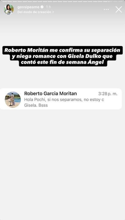Roberto García Moritán confirmó su separación de Priscila Crivocapich y desmintió un romance con Gisela Dulko (Foto: Instagram @gossipeame)