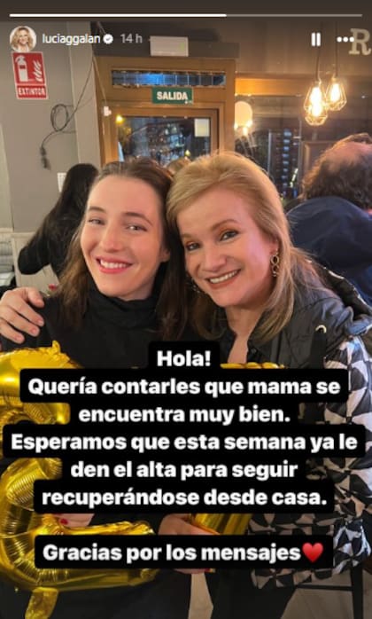 Rocío, la hija de Lucía Galán, contó que la cantante  "se encuentra muy bien" tras su cirugía (Foto: Instagram @luciaggalan)