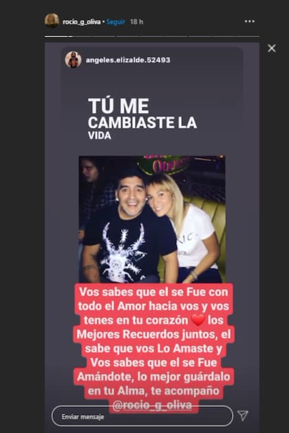 Rocío Oliva compartió varios posteos en los que amigos y seguidores le demuestran su apoyo