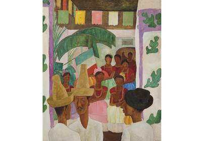 Los rivales (1931) fue encargada a Diego Rivera por Abby, la madre de David Rockefeller, quien la heredaría una década más tarde como regalo de su boda con Peggy. Crédito: Gentileza Christies