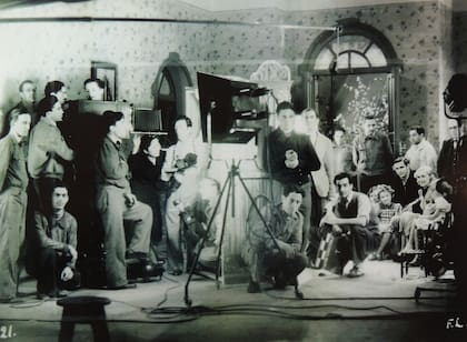 Rodaje de Cuatro corazones, de 1939, con guion, actuación y dirección de Enrique Santos Discépolo
