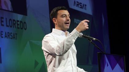 Rodrigo de Loredo, presidente de Arsat, durante el encuentro