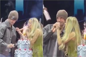 De Paul sorprendió a Tini Stoessel con una torta gigante y se besaron frente a todos